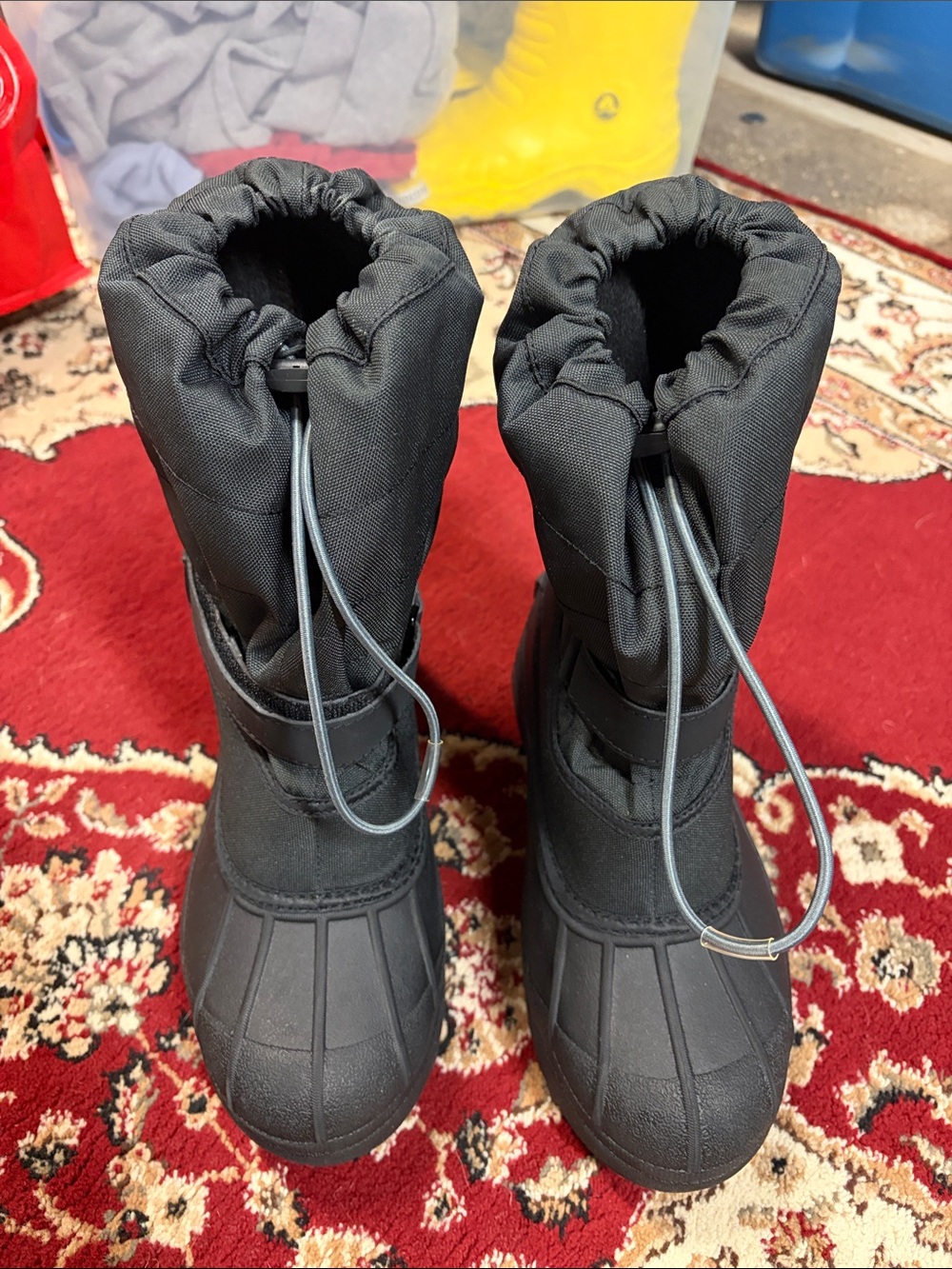Columbia Black Kids Waterproof Snow Boots with Drawcord